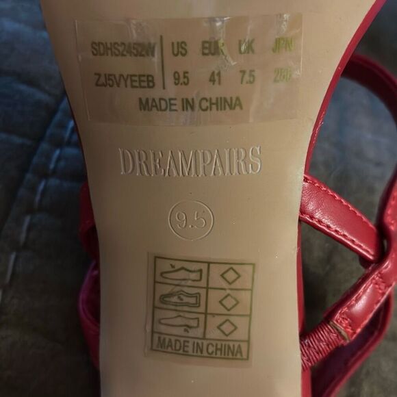 DREAM PAIRS Womens Slingback & Square Open Toe Strappy Heels. Red. Size 9.5. - Picture 6 of 8